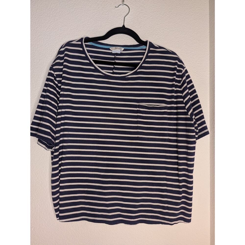 Boden Women's Navy Striped Tee 16 Plus Nautical Preppy Beach Coastal